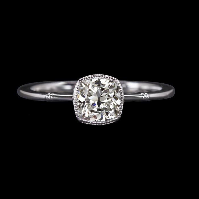 Bague Solitaire Or Blanc Coussin Vieux mineur Diamant 3 Carats - HarryChadEnt.FR