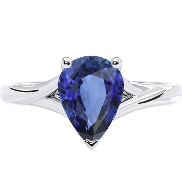 Bague Solitaire Or Blanc Poire Saphir Sri Lankais 3 Carats - HarryChadEnt.FR