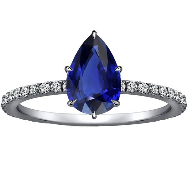 Bague Solitaire Or Blanc Saphir Bleu Avec Accents Diamants 5 Carats - HarryChadEnt.FR