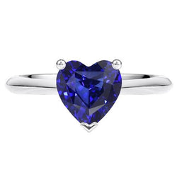 Bague Solitaire Or Blanc Saphir Ceylan Forme Coeur 2.50 Carats