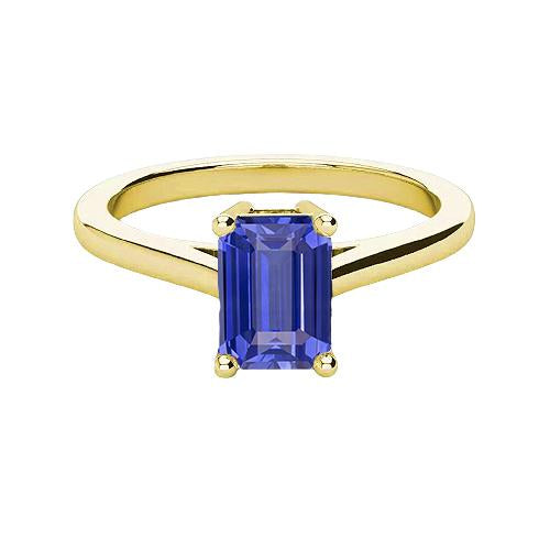 Bague Solitaire Or Jaune Emeraude Ceylan Saphir Pierre Gemme 2 Carats - HarryChadEnt.FR
