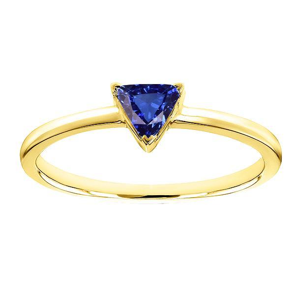 Bague Solitaire Or Jaune Saphir Bleu Naturel 1 Carat - HarryChadEnt.FR