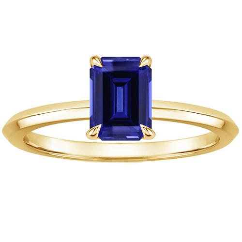 Bague Solitaire Or Jaune Sertie Griffe Saphir Bleu Émeraude 3 Carats - HarryChadEnt.FR