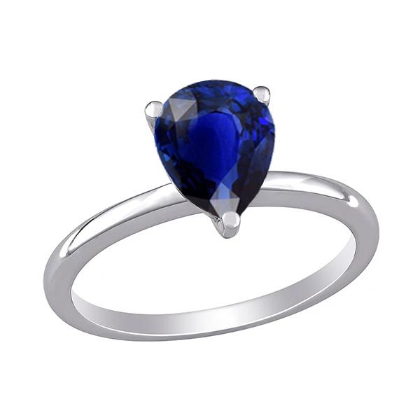 Bague Solitaire Or Pierres Précieuses Taille Poire Saphir Ceylan 1.50 Carats - HarryChadEnt.FR