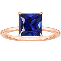 Bague Solitaire Or Rose Princesse Sri Lanka Saphir 3.50 Carats