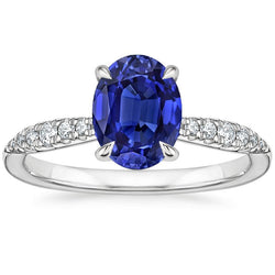 Bague Solitaire Or Saphir Ceylan & Diamants Style Vintage 3 Carats