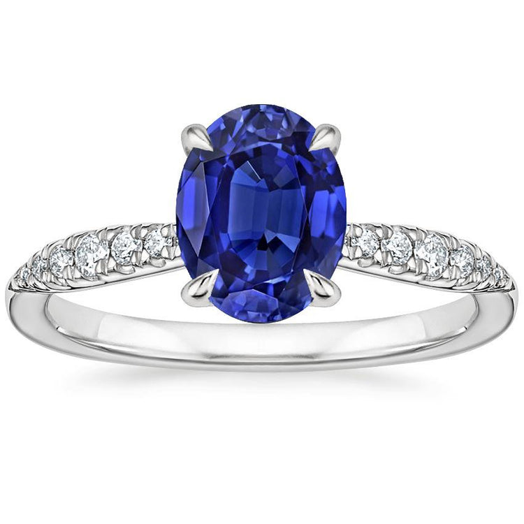 Bague Solitaire Or Saphir Ceylan & Diamants Style Vintage 3 Carats - HarryChadEnt.FR