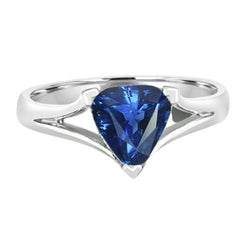 Bague Solitaire Or Trillion Ceylan Saphir V Split Tige 1.50 Carats