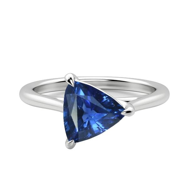 Bague Solitaire Or Trillion Saphir Bleu Naturel 1.50 Carats - HarryChadEnt.FR