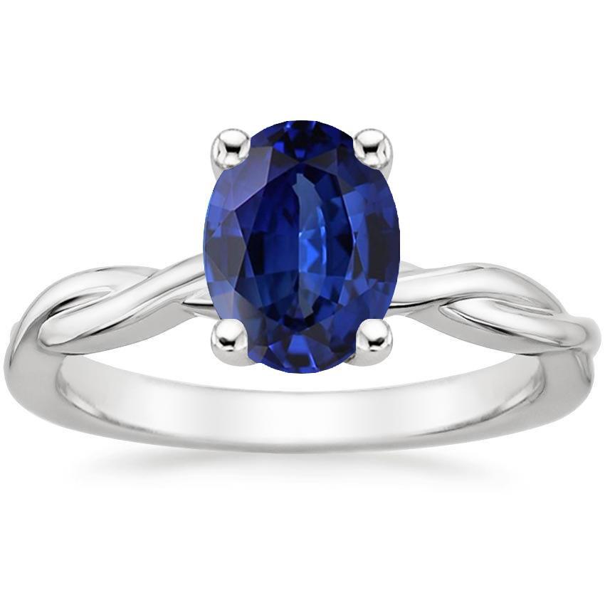 Bague Solitaire Or Twist Style Ovale Saphir Bleu 2 Carats - HarryChadEnt.FR