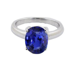 Bague Solitaire Ovale Or Blanc Saphir Ceylan 1.50 Carats