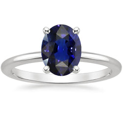 Bague Solitaire Ovale Sertie Griffe Saphir du Sri Lanka 2 Carats