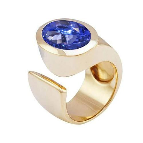 Bague Solitaire Ovale Tanzanite 2 Carats Bijoux Pierres Précieuses - HarryChadEnt.FR