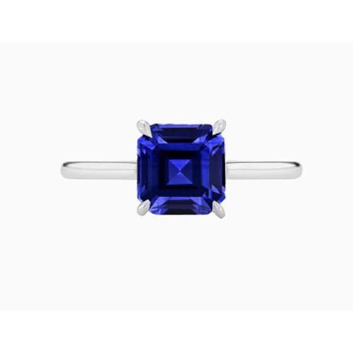 Bague Solitaire Pierres Précieuses Asscher Bleu Saphir Prong Set 1.50 Carats - HarryChadEnt.FR