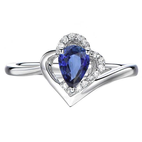 Bague Solitaire Pierres Précieuses Avec Accents De Diamants Saphir Bleu 2.50 Carats - HarryChadEnt.FR