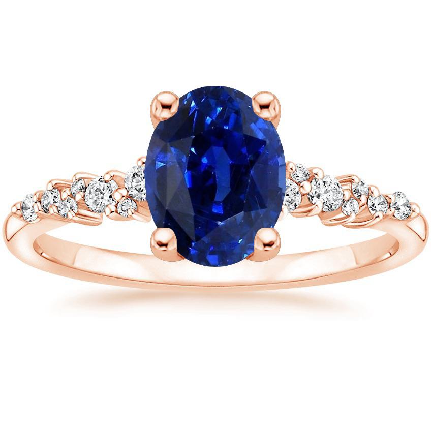 Bague Solitaire Pierres Précieuses Avec Accents De Diamants Saphir Bleu 4 Carats - HarryChadEnt.FR