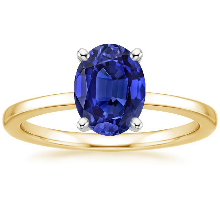 Bague Solitaire Pierres Précieuses Bijoux Saphir Bleu Ovale 2.50 Carats - HarryChadEnt.FR