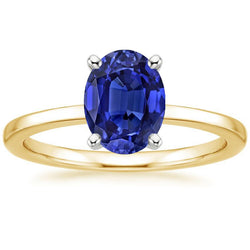 Bague Solitaire Pierres Précieuses Bijoux Saphir Bleu Ovale 2.50 Carats