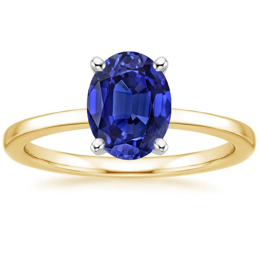 Bague Solitaire Pierres Précieuses Bijoux Saphir Bleu Ovale 2.50 Carats - HarryChadEnt.FR