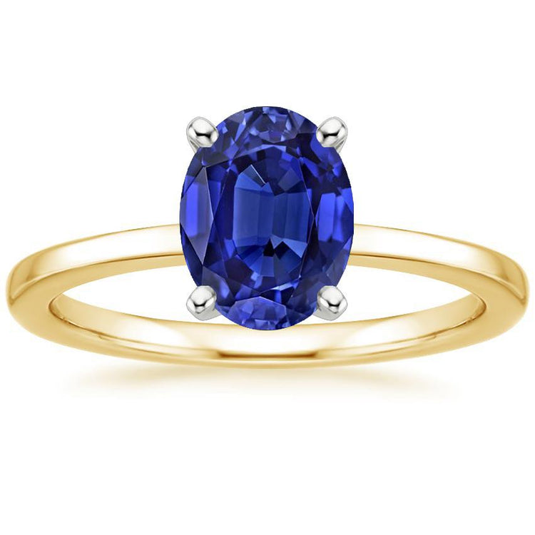 Bague Solitaire Pierres Précieuses Bijoux Saphir Bleu Ovale 2.50 Carats - HarryChadEnt.FR