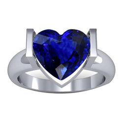 Bague Solitaire Pierres Précieuses Ensemble Barre Saphir Ceylan 3 Carats Tige Épaisse