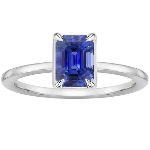 Bague Solitaire Pierres Précieuses Sertie De Griffes Emeraude Ceylan Saphir 3 Carats - HarryChadEnt.FR