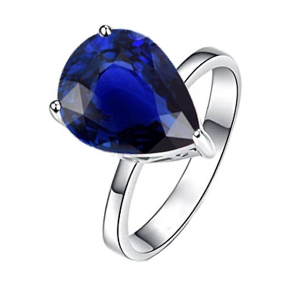 Bague Solitaire Poire Saphir Bleu Foncé Bijoux 3 Carats - HarryChadEnt.FR