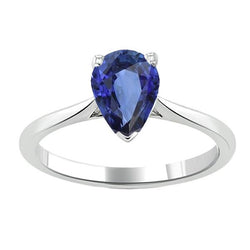 Bague Solitaire Poire Saphir Bleu Serti De Griffes 1.50 Carats