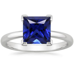Bague Solitaire Princesse Ceylan Saphir Pierre Précieuse Sertie De Griffes 5 Carats