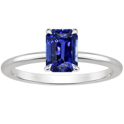 Bague Solitaire Radiant Saphir Sri Lankais 3 Carats