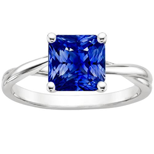 Bague Solitaire Radiant Saphir Tige Torsadée Bijoux En Or 2.50 Carats - HarryChadEnt.FR