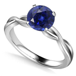 Bague Solitaire Ronde Saphir Style Infini Tige Or 14K 2 Carats