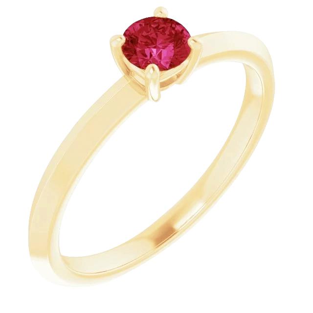 Bague Solitaire Rubis 1.25 Carats Or Jaune 14K - HarryChadEnt.FR
