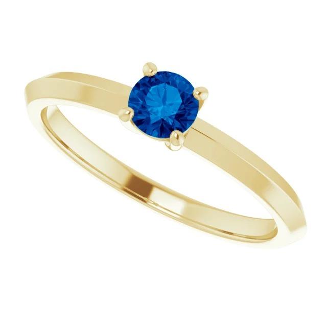 Bague Solitaire Saphir Bleu 1.25 Carats Or Jaune 14K Bijoux - HarryChadEnt.FR