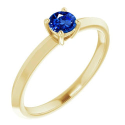 Bague Solitaire Saphir Bleu 1.25 Carats Or Jaune 14K Bijoux