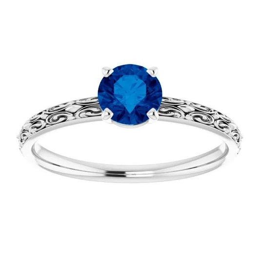 Bague Solitaire Saphir Bleu 1.50 Carats Filigrane Femme Bijoux - HarryChadEnt.FR