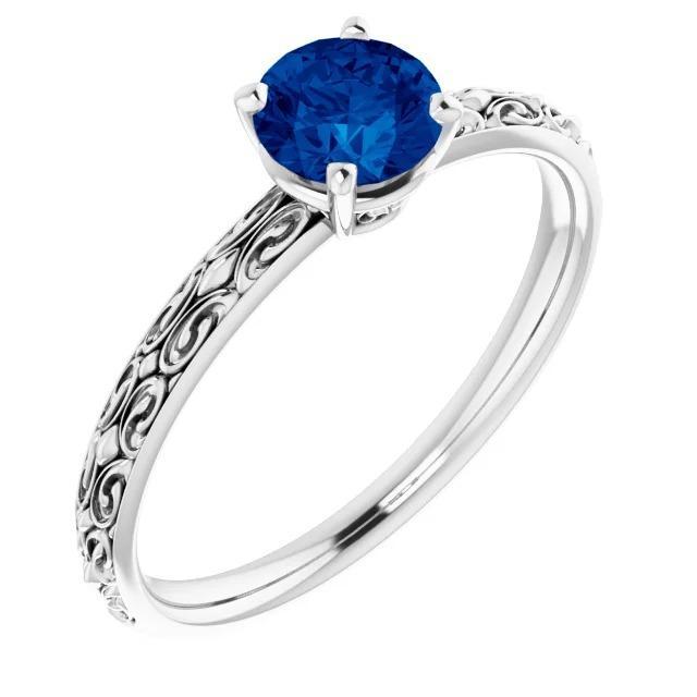 Bague Solitaire Saphir Bleu 1.50 Carats Filigrane Femme Bijoux - HarryChadEnt.FR