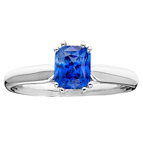 Bague Solitaire Saphir Bleu 2 Carats Sertie Double Griffe Or Blanc - HarryChadEnt.FR