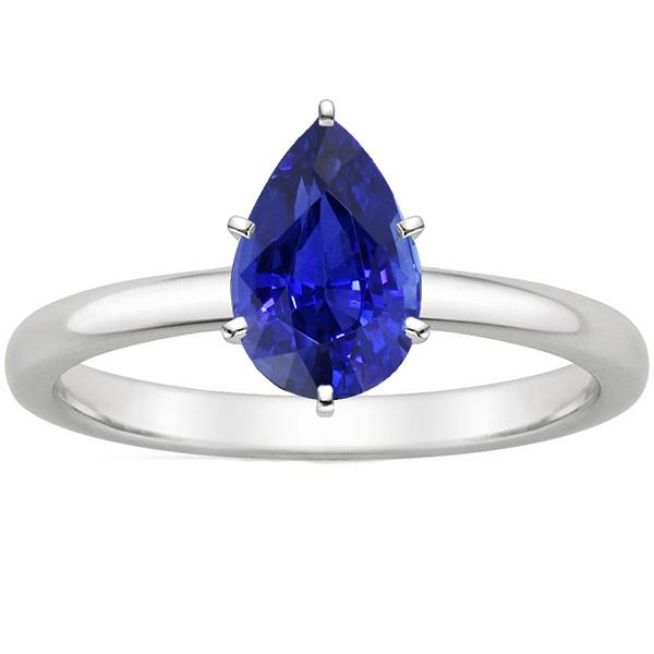 Bague Solitaire Saphir Bleu 4 Carats Pierre Précieuse Or Blanc 14K - HarryChadEnt.FR
