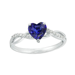 Bague Solitaire Saphir Bleu & Accents Diamants 2 Carats Style Torsadé