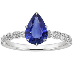 Bague Solitaire Saphir Bleu & Accents Diamants 3.50 Carats