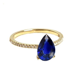 Bague Solitaire Saphir Bleu Avec Accents De Diamants 3 Carats
