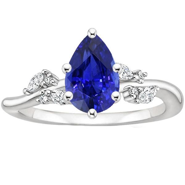Bague Solitaire Saphir Bleu Avec Accents Diamants 3.50 Carats - HarryChadEnt.FR