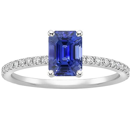 Bague Solitaire Saphir Bleu Avec Accents & Pavé de Diamants 5 Carats - HarryChadEnt.FR