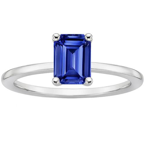 Bague Solitaire Saphir Bleu Émeraude 3 Carats Sertissage Griffe - HarryChadEnt.FR