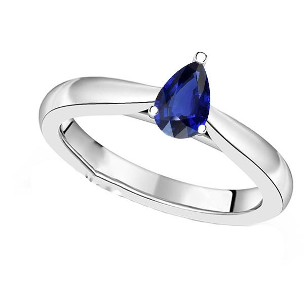 Bague Solitaire Saphir Bleu Forme Poire Style Larme 1.50 Carats - HarryChadEnt.FR