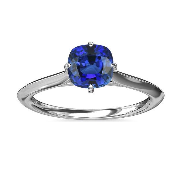 Bague Solitaire Saphir Bleu Or Blanc 14K Bijou 2 Carats - HarryChadEnt.FR