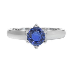 Bague Solitaire Saphir Bleu Pierre Précieuse Or Blanc 2 Carats