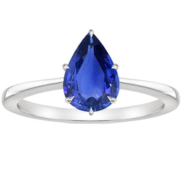 Bague Solitaire Saphir Bleu Pierres Précieuses Or Blanc Tige Conique 4 Carats - HarryChadEnt.FR