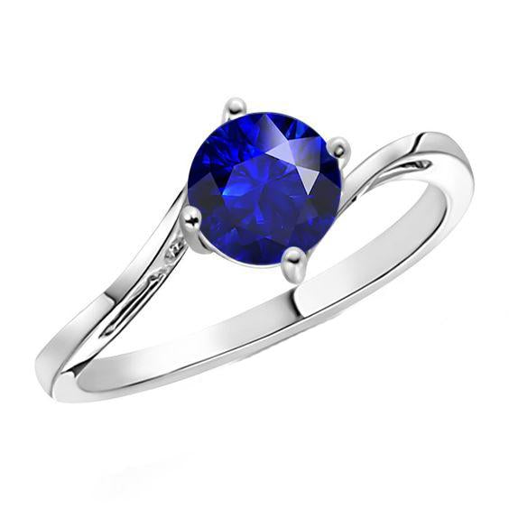 Bague Solitaire Saphir Bleu Rond 2.50 Carats Tige Style Tension - HarryChadEnt.FR